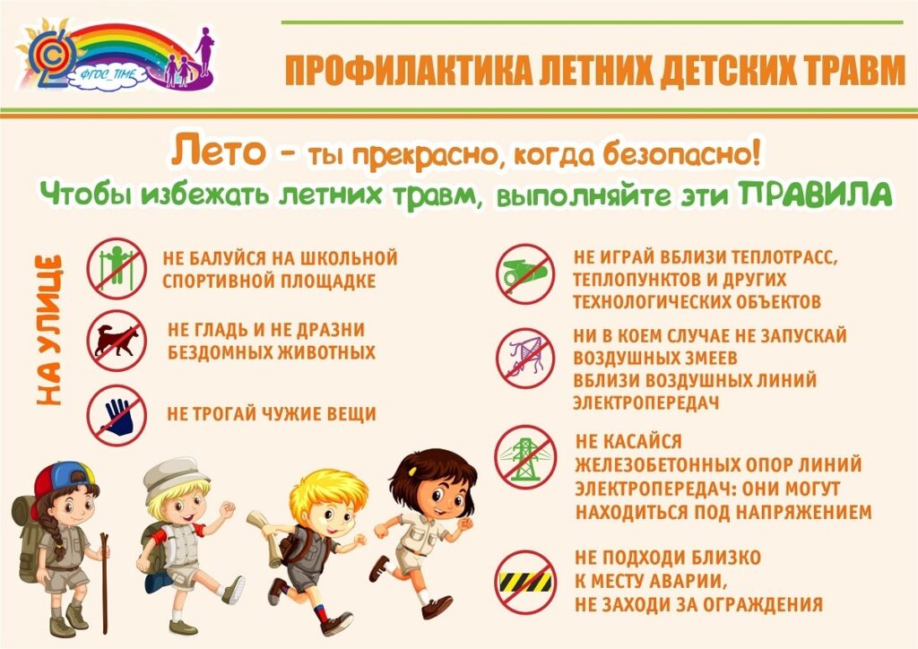 Плакат. Правила поведения на улице. Безопасное лето.